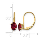 14k 6x4mm Oval Lab Created Ruby Leverback Earrings