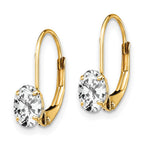 14k 6x4mm Oval Cubic Zirconia Leverback Earrings