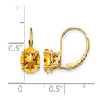 14k 8x6mm Oval Citrine Leverback Earrings