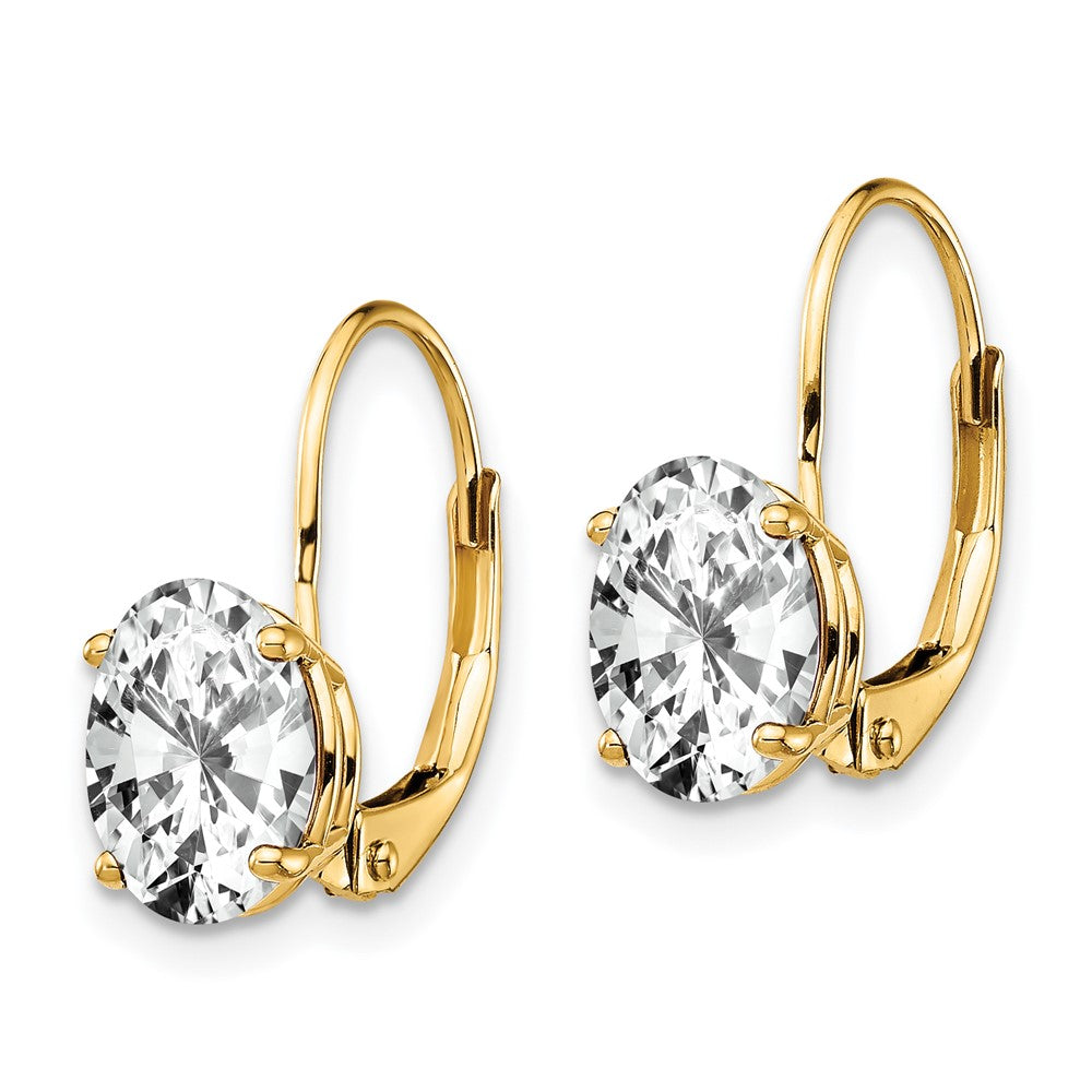 14k 8x6mm Oval Cubic Zirconia Leverback Earrings
