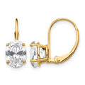 14k 8x6mm Oval Cubic Zirconia Leverback Earrings