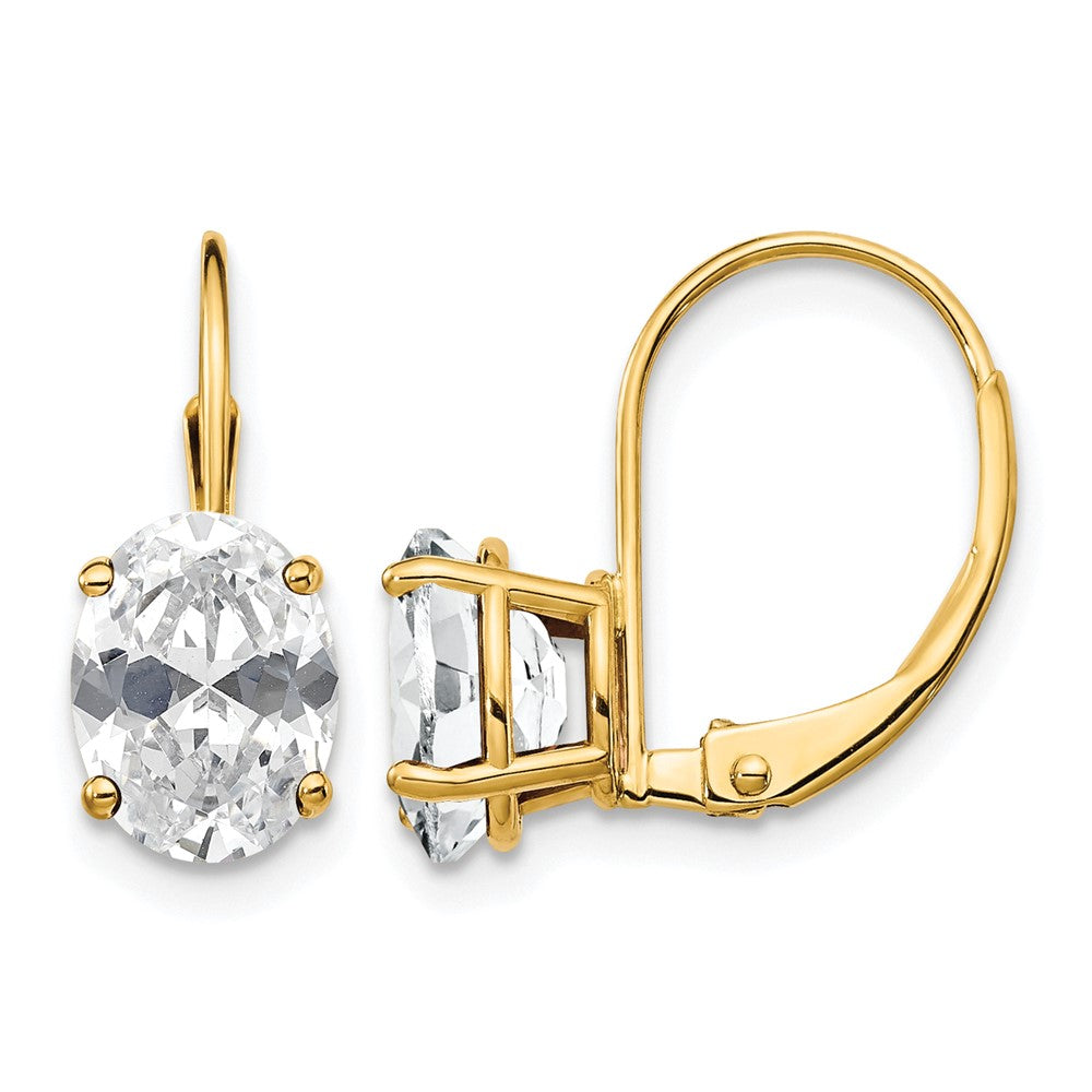 14k 8x6mm Oval Cubic Zirconia Leverback Earrings