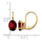 14k 8x6mm Oval Garnet Leverback Earrings