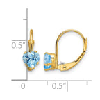 14k 5mm Heart Blue Topaz Leverback Earrings