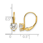14k 5mm Heart Cubic Zirconia Leverback Earrings