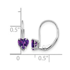 14k White Gold 5mm Heart Amethyst Leverback Earrings