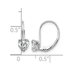 14k White Gold 5mm Heart Cubic Zirconia Leverback Earrings
