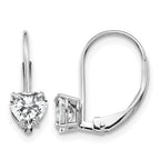 14k White Gold 5mm Heart Cubic Zirconia Leverback Earrings