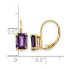 14k 7x5mm Emerald-cut Amethyst Leverback Earrings