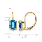 14k 7x5mm Emerald-cut Blue Topaz Leverback Earrings
