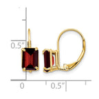 14k 7x5mm Emerald-Cut Garnet Leverback Earrings