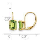 14k 7x5mm Emerald-cut Peridot Leverback Earrings