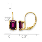 14k 7x5mm Emerald-cut Rhodolite Garnet Leverback Earrings