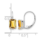 14k White Gold 7x5mm Emerald-cut Citrine Earrings