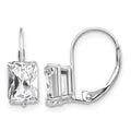 14k White Gold 7x5mm Emerald-cut Cubic Zirconia Earrings