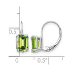 14k White Gold 7x5mm Emerald-cut Peridot Leverback Earrings