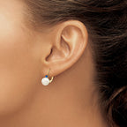 14k 7-7.5mm White Round Freshwater Cultured Pearl and .26SA Sapphire Leverback Earrings