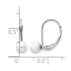 14k White Gold 5-6mm Round Freshwater Cultured Pearl Leverback Earrings