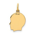 14k Plain Small .009 Gauge Facing Right Engravable Boy Head Charm