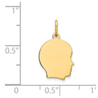 14k Plain Small .009 Gauge Facing Right Engravable Boy Head Charm