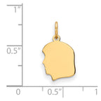 14k Plain Small .027 Gauge Facing Left Engravable Girl Head Charm