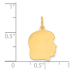 14k Plain Medium .009 Gauge Facing Right Engravable Girl Head Charm