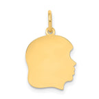 14k Plain Medium .009 Gauge Facing Right Engravable Girl Head Charm
