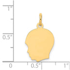 14k Plain Medium .011 Gauge Facing Left Engravable Boy Head Charm