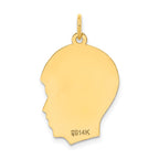 14k Plain Medium .013 Gauge Facing Right Engravable Boy Head Charm