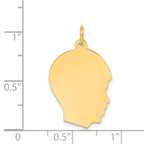 14k Plain Medium .013 Gauge Facing Right Engravable Boy Head Charm