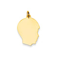 14k Plain Medium .013 Gauge Facing Right Engravable Boy Head Charm