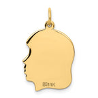 14k Plain Medium .018 Gauge Facing Right Engravable Girl Head Charm