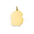 14k Plain Medium .011 Gauge Facing Right Engravable Girl Head Charm