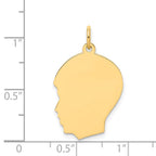 14k Plain Medium .013 Gauge Facing Left Engravable Boy Head Charm