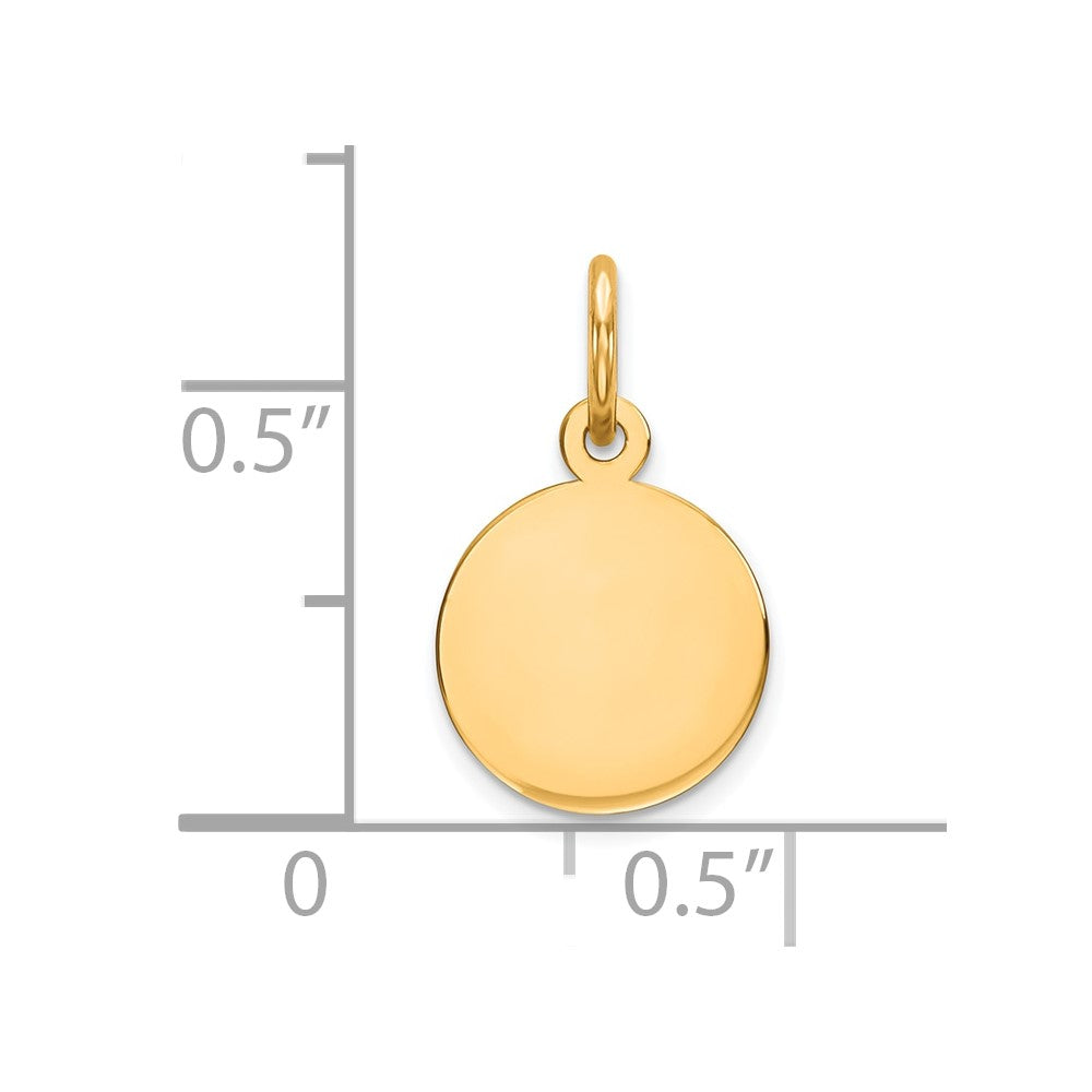 14k Plain .027 Gauge Round Engravable 10mm Disc Charm