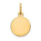 14k Plain .013 Gauge Round Engravable 10mm Disc Charm