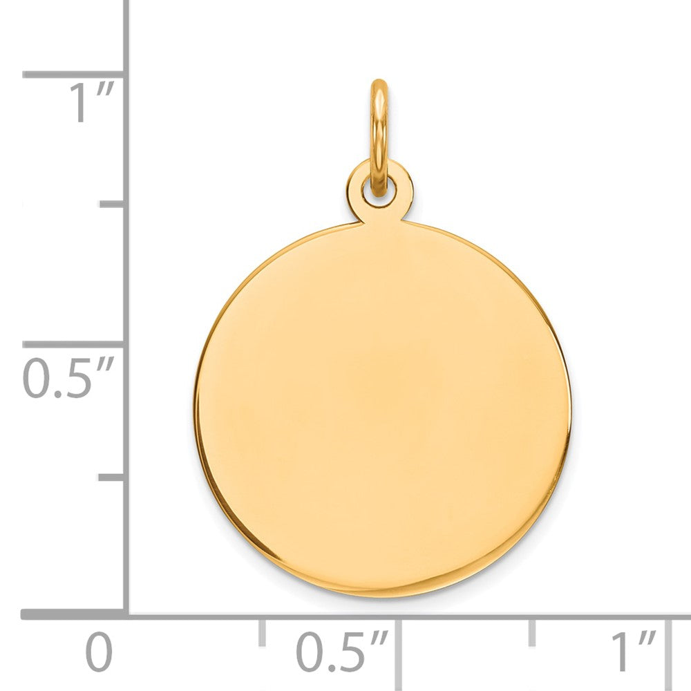 14k Plain .013 Gauge Round Engravable 18mm Disc Charm