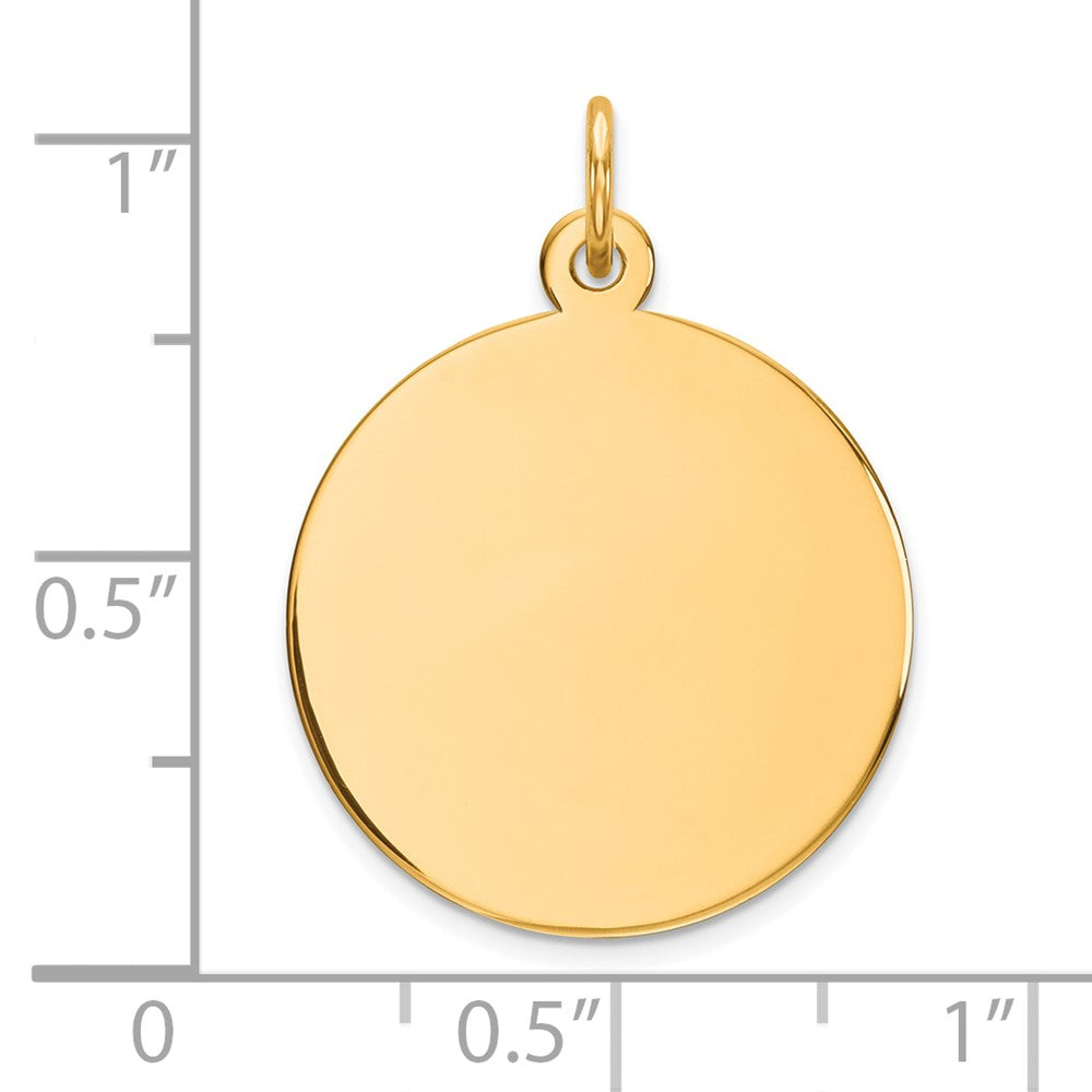 14k Plain .011 Gauge Round Engravable 19mm Disc Charm