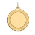 14k Etched Design Edge .027 Gauge Round Engravable 19mm Disc Charm