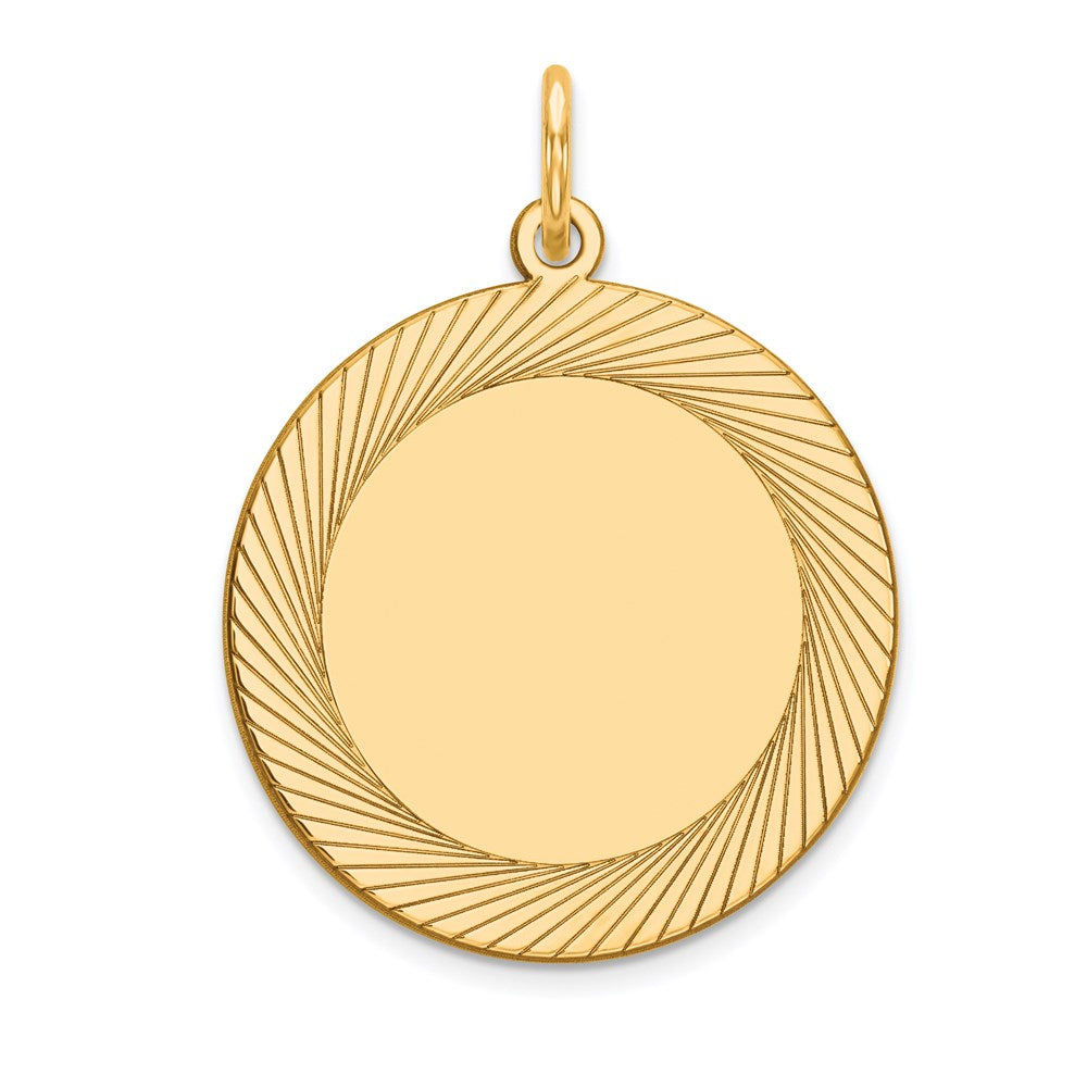 14k Etched Design Edge .018 Gauge Round Engravable 19mm Disc Charm