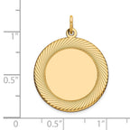 14k Etched Design Edge .027 Gauge Round Engravable 22mm Disc Charm