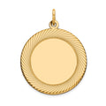 14k Etched Design Edge .018 Gauge Round Engravable 22mm Disc Charm