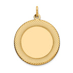 14k Etched Design Edge .027 Gauge Round Engravable 22mm Disc Charm