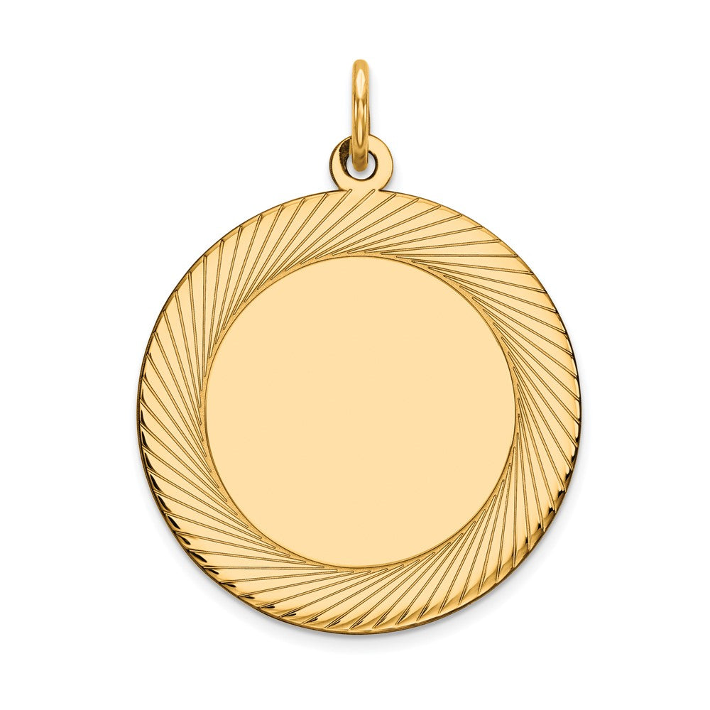 14k Etched Design Edge .027 Gauge Round Engravable 22mm Disc Charm