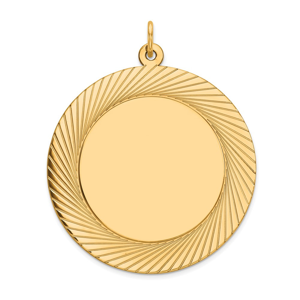 14k Etched Design Edge .035 Gauge Round Engravable 33mm Disc Charm