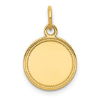 14k Plain with Zig-Zag Edge .011 Gauge Engravable Round 13mm Disc Charm