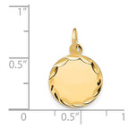 14k Etched Edge .009 Gauge Engravable Round 13mm Disc Charm