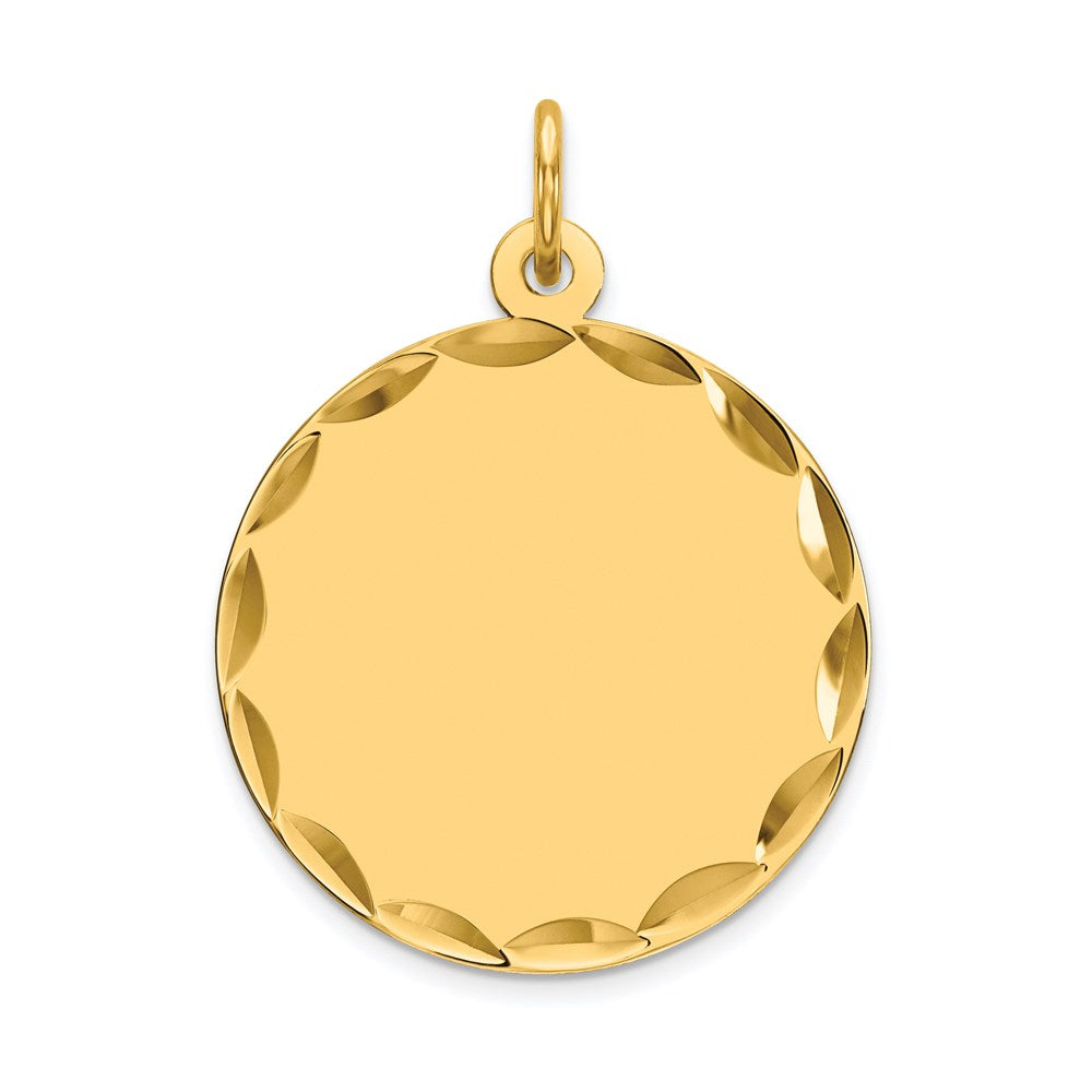 14k Etched Edge .013 Gauge Engravable Round 19mm Disc Charm