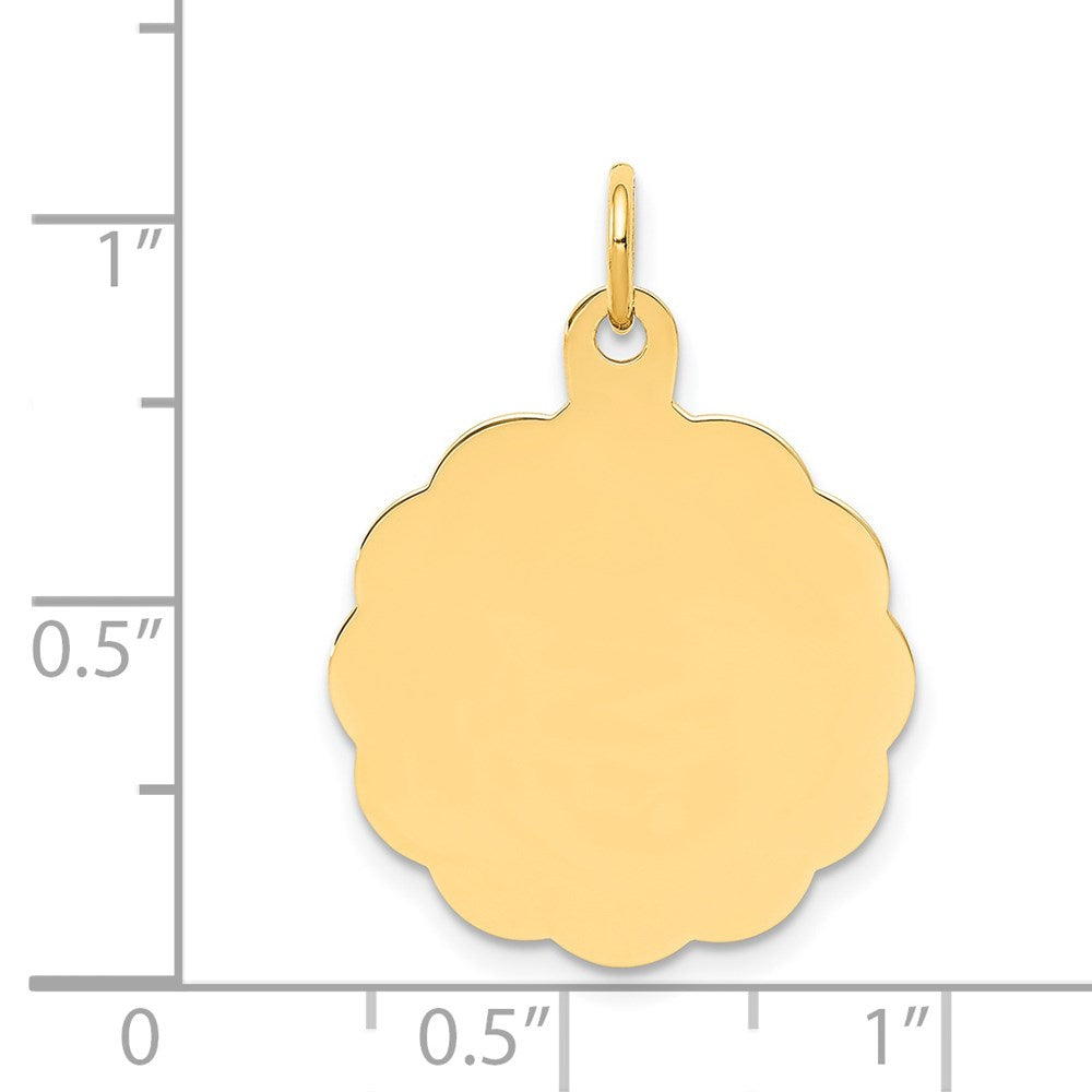 14k .011 Gauge Engravable Round Scalloped 22x19mm Disc Charm