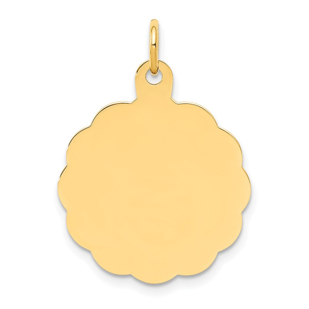 14k .013 Gauge Engravable Round Scalloped 22x19mm Disc Charm